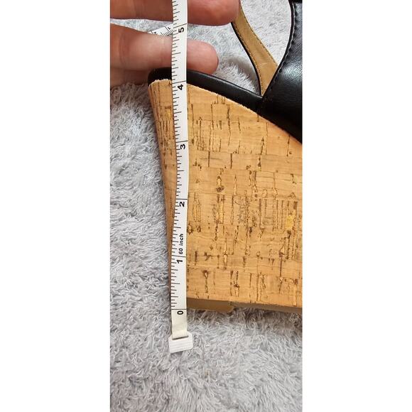 Tommy Hilfiger Sandals Womens 7.5M Keiko Black Subtle Logo‎ Strappy Woven Wedges - Picture 7 of 7